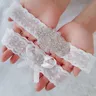 Giarrettiere da sposa con paillettes cristalli bianchi da donna giarrettiere in pizzo Sexy per