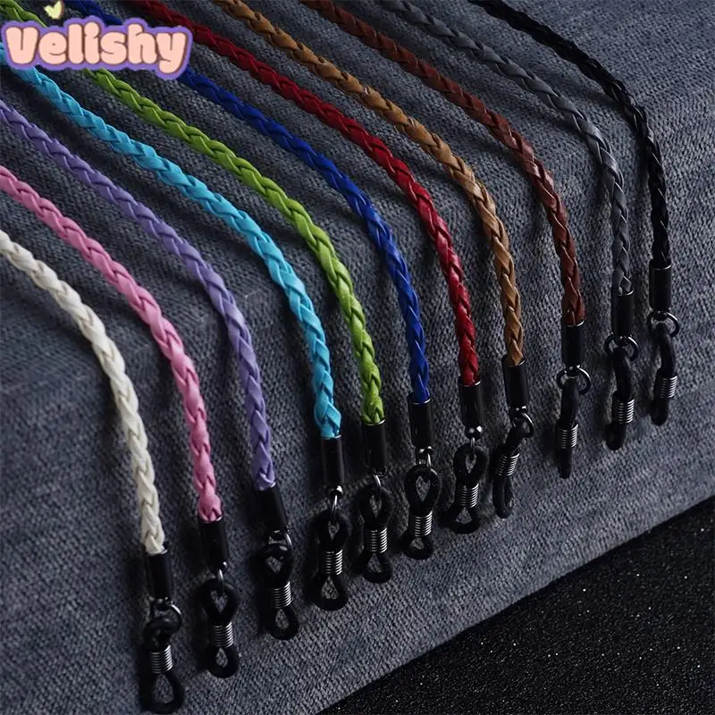 Dicke Twist Sonnenbrille Leder Seil Kette Brillen geflochtene Brille Lanyard Strap Outdoor Sport rutsch feste Brille Zubehör Image