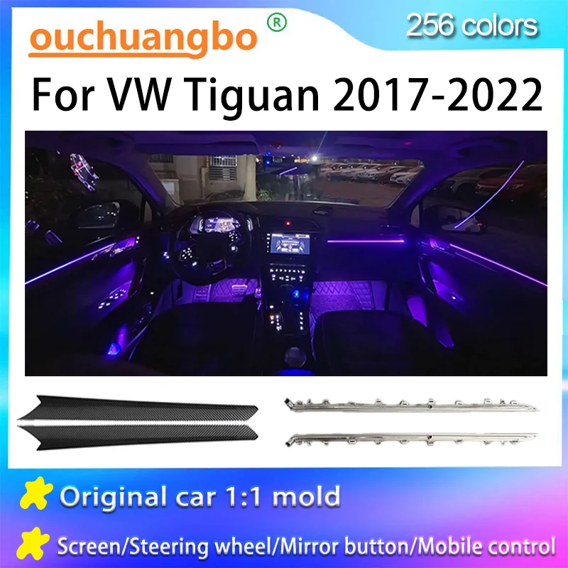 Ouchuangbo LED Umgebungslicht Für Tiguan L MK2 Allspace 2017-2022 umwelt Beleuchtung Atmosphäre Lampe Hintergrundbeleuchtung kit Trim Image