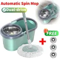 Serpillière automatique avec seau et brosse rotative balai de nettoyage ménager à main pour sol