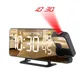 Alarm Clock Digital Table FM Radio Dual LED Projection Clock Wake Up Mirror Temperature Humidity