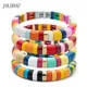 2024 New Arch 6X8MM Shape Colorful Enamel Bracelets For Women Colorful Elastic Beaded Boho Bangle