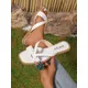 Sandales à Semelles Compensées pour Femme Chaussures Plates et Décontractées en PU Tongs d'Été
