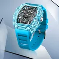 Montre à quartz étanche pour homme bracelet en silicone transparent montre de sport de luxe
