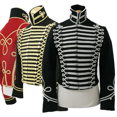 Mode Napoleonische Militär Steampunk Gothic Kostüm Jacke Husar Offiziere Jacke für Erwachsene Männer Image