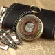 Neue Vintage Holz Kreis Bronze Legierung Steampunk Skelett Handaufzug mechanische Taschenuhr