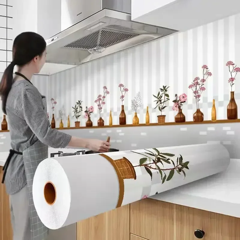 Autocollant résistant à l'huile pour poêle de cuisine, papier peint imperméable résistant aux hautes températures, décoration de cuisine, papier de Contact auto-adhésif