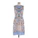 BCBGMAXAZRIA Casual Dress - Shift: Blue Baroque Print Dresses - Women's Size 10