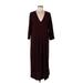 Connected Apparel Casual Dress - Maxi: Burgundy Solid Dresses - Women's Size 10