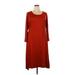 G.I.L.I. Casual Dress - Midi: Burgundy Solid Dresses - Women's Size X-Large