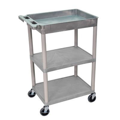 Tub Top and Flat Middle/Bottom Shelf Gray Cart - Luxor STC122-G