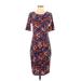 Lularoe Casual Dress - Midi: Blue Floral Motif Dresses - New - Women's Size Small