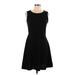 R&K Casual Dress - Fit & Flare: Black Solid Dresses - Women's Size 10 Petite