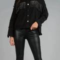 ELAN Sparkle Fringe Jacket - Black