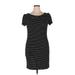 Ann Taylor Casual Dress - Shift: Black Stripes Dresses - Women's Size 14 Petite