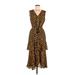 Sam Edelman Casual Dress - Wrap V-Neck Sleeveless: Brown Dresses - Women's Size 8