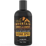 Rocky Mountain Barber Company DNF2 Cedar Spice All-In-One Body Wash - Shampoo Body Wash Conditioner Face Wash & Beard Wash with Essential Oils - 8 oz