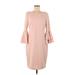 Calvin Klein Casual Dress - Midi: Pink Solid Dresses - Women's Size 8