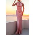 Mermaid Prom Dresses Elegant Blue Wedding Guest Dress Formal Evening Party Floor Length Sleeveless Halter Neck Satin Backless with Rhinestone Ruched 2024