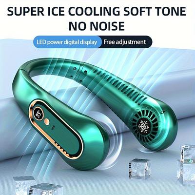 Digital Display Neck Fan – Wearable 5-Speed USB Rechargeable Air Cooler for Outdoor Use