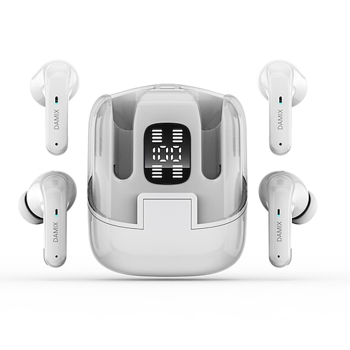 2 Paare von 4 Packs kabellosen Ohrhörern Bluetooth 5.3 Ohrhörer 68ms niedrige Latenz 13mm Treiber HIFI Kopfhörer 4 Mikrofone ENC HD-Anruf Semi-In-Ear Image