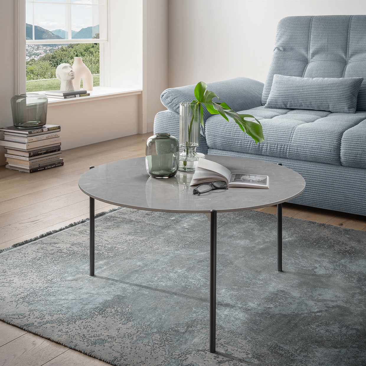 Couchtisch PAROLI, schwarz (schwarz, grau marmoriert), B:82cm H:46cm T:82cm, Tische, Couchtisch