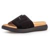 Pantolette GABOR, Damen, Gr. 42, schwarz, Ziegenveloursleder, unifarben, sportlich, Schuhe, Plateau, Sommerschuh, Schlappen mit großer Zierschnalle, Topseller