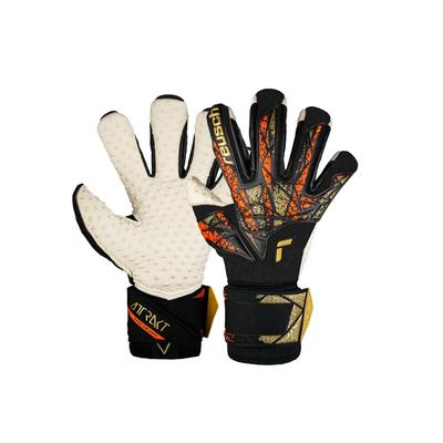 Torwarthandschuhe REUSCH "Attrakt SpeedBump Ortho-Tec", Damen, Gr. 10,5, gold (schwarz, goldfarben), 55% Elastodien, 30% Polyamid, 15% Polyester, mehrfarbig, sportlich, Handschuhe, mit Evolution Negative Cut