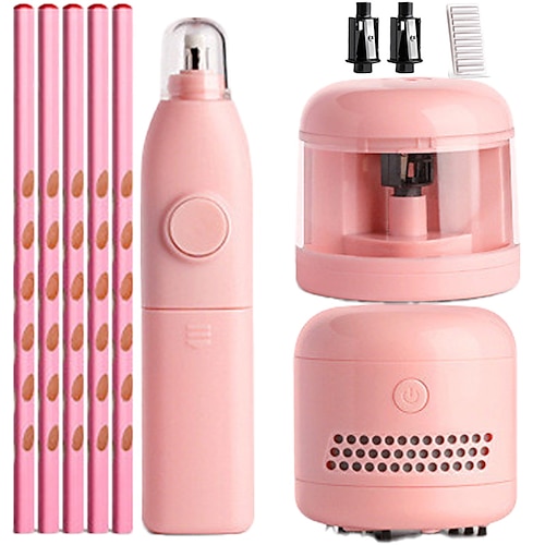 elektrisches Schreibwarenset, Kombination aus elektrischem Bleistiftspitzer, Radiergummi und Desktop-Reiniger Image