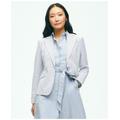 Brooks Brothers Women's Classic Striped Seersucker Jacket In Cotton Blend | Blue/Ivory | Size 8