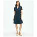 Brooks Brothers Women's Eyelet Belted Shirt Dress In Cotton | Navy | Size 14