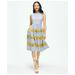 Brooks Brothers Women's Sunflower Embroidered Striped Fit-And-Flare Dress In Cotton | White | Size 12