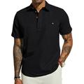 Homme Chemise Chemise Lin Chemise à enfiler Chemisette Chemise d'été Chemise de plage Noir Blanche Vert Claire Manche Courte Couleur unie Col Eté Printemps Casual du quotidien Vêtement Tenue