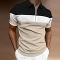 Homme Polo quart de zip Tee Shirt Golf du quotidien Vacances Quarter Zip Manche Courte Mode basique Bloc de couleur Patchwork Printemps été Standard Noir Blanche Vin bleu marine Bleu Kaki Polo quart