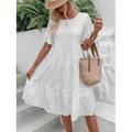 robe blanche Robe dentelle Robe casual Femme Robe mi-longue Dentelle Patchwork Plein Air Vacances Rendez-vous Vêtement de rue Décontractées Col V Manche Courte Ample Blanche S M L XL 2XL