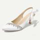 Femme Chaussures à Talons Chaussures de mariage Chaussures habillées Mariage Soirée Bureau Talons de mariage Strass Talon de chaton Talon Bas Bout pointu Elégant Satin Noir Blanche Ivoire