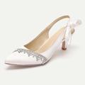 Femme Chaussures à Talons Chaussures de mariage Chaussures habillées Mariage Soirée Bureau Talons de mariage Strass Talon de chaton Talon Bas Bout pointu Elégant Satin Noir Blanche Ivoire