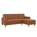 Canapé lit 4 places avec chaise longue en simili cuir Camel