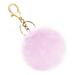 Elbeaqi Furball Keychain Ball Key Chain Bag Plush Car Key Ring Automobile Metal Key Pendant Light Pink
