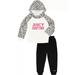 Juicy Couture BLACK Toddler Girls 2-Set Leopard-Trim Hoodie and Joggers US 2T