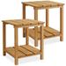 Casafield Adirondack Side Table Set of Two Cedar Wood End Table with Shelf for Patio Lawn and Garden - Natural