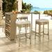 Dextrus 5 Piece Beige Rattan Wicker Bar Set Patio Dining Furniture High Top Dining Table with 3 Storage Space Shelf Wine Glass Holder and 4 Bar Stools dining chairs With Soft Cushions