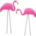 Pink Flamingos Yard Decorations Large 23 [Set of 2] Outdoor Garden Flamingo Statue Ornament Lawn Decor by 4E s Novelty