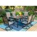 simple VILLA 7 Piece Outdoor Patio Dining Set with 6 Swivel Chairs High Back and 1 Rectangle Metal Table for Yard Garden Pool Textilene Furniture Set for All-Weather