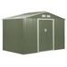 Capri 9 x 6 FT Outdoor Storage Shed Metal Garden Sheds Kit with Lockable Door Foundation 4 Vents All Weather Garden Tool Sheds for Backyard Patio Green