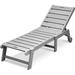 Patio Chaise Lounge Chair HIPS Material Outdoor Lounger Recliner With Wheel Beach Pool Sunbathing Lawn Lounger Recliner Chair With 5 Positions For All Weather Grey