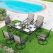 durable 9 Pieces Patio Dining Set Rectangular Expandable Black Metal Table with 10 Padded Textilene Fabric Swivel Chairs Outdoor Furniture Set for Garden Poolside Backyard Porch