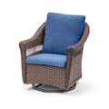 Belord Outdoor Swivel Rocker Chair Patio Rattan 360 Degree Swivel Glider Seating with High Back Deep Seat Navy Cushion