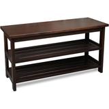 CONSDAN Shoe Bench Rack for Entryway USA Grown Hickory Shoe Rack Bench Wooden Bench with Shoe Storage for Entryway Entrance Hallway Bedroom Living Room 3-Tier Extra-Large