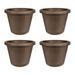 The HC Companies 24 Inch Plastic Classic Flower Pot Planter Brown (4 Pack)